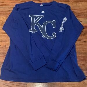 Majestic Navy Blue KC Long Sleeve Tee
